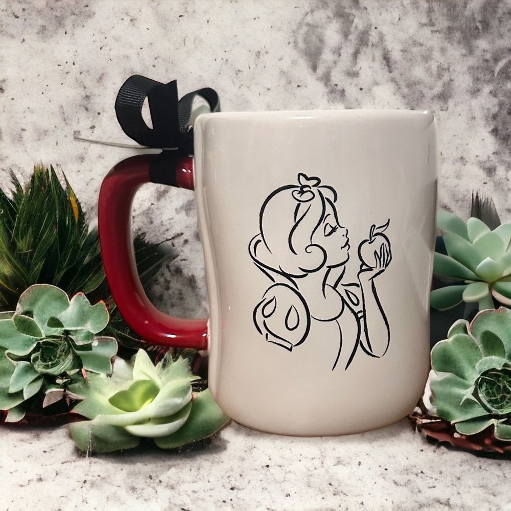 Disney Rae Dunn Snow White Double Sided Ceramic Mug with Red Handle, NWT